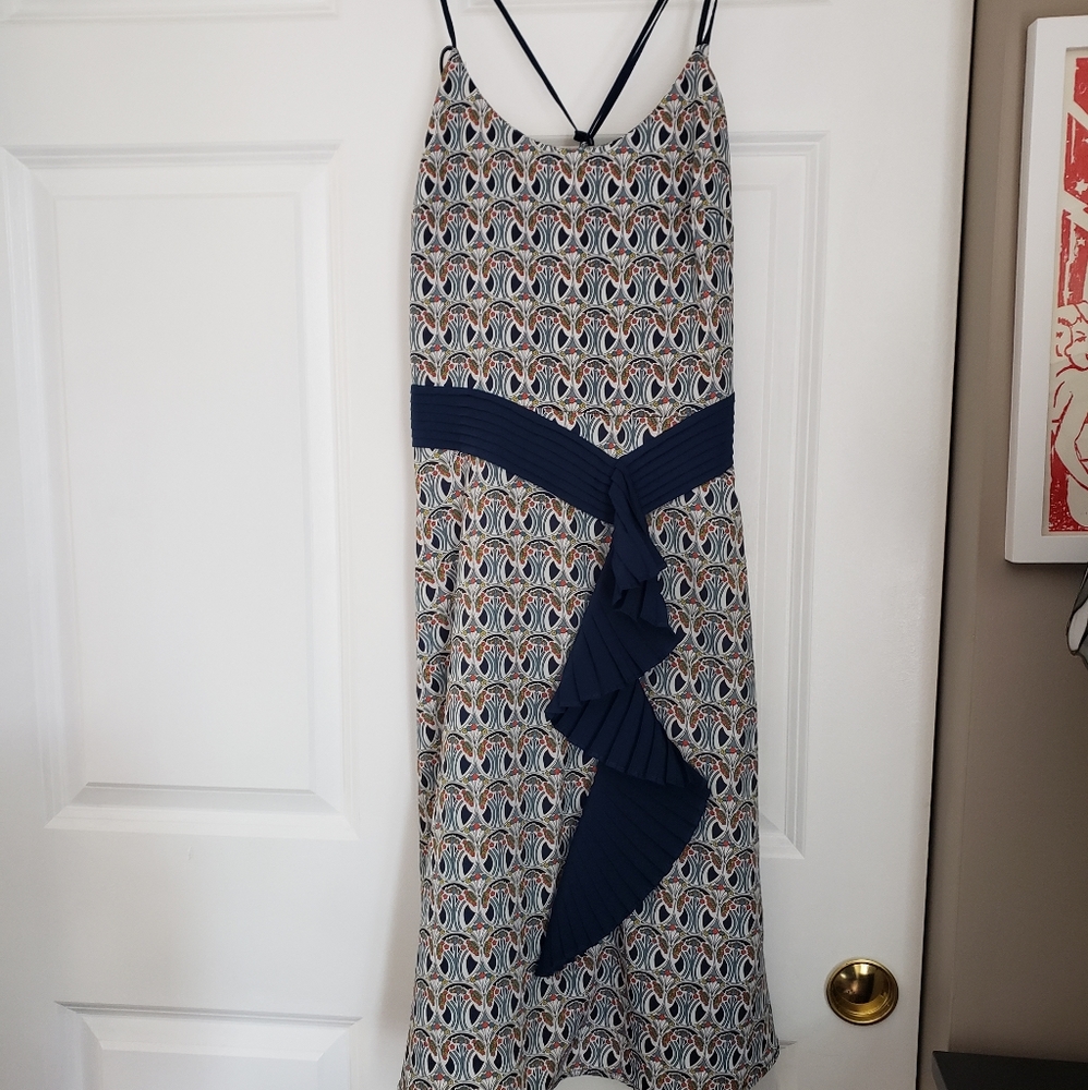 Liberty for London Floral Dress with Ruffle Waist and Criss-cross Straps